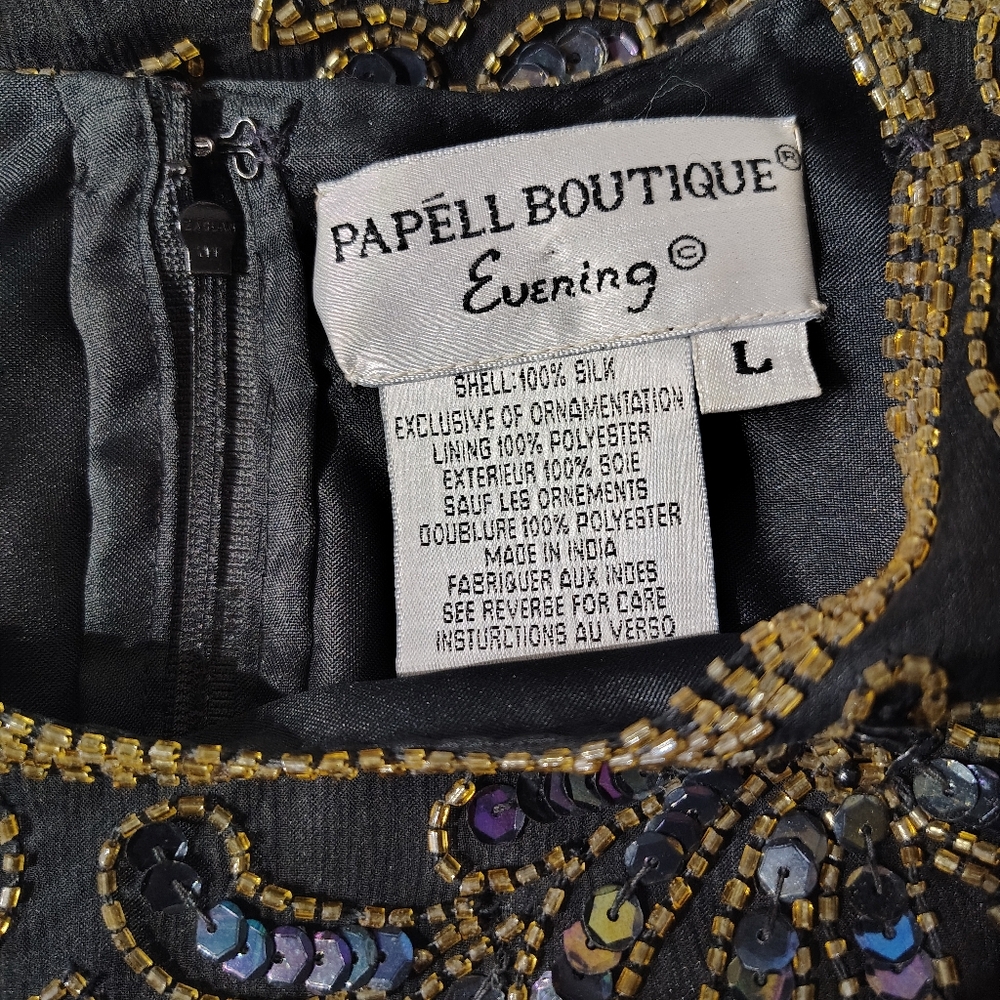 Vintage Papell Boutique Evening Blouse Sequin Silk Beaded Top Cote d' Azur - Picture 9 of 9